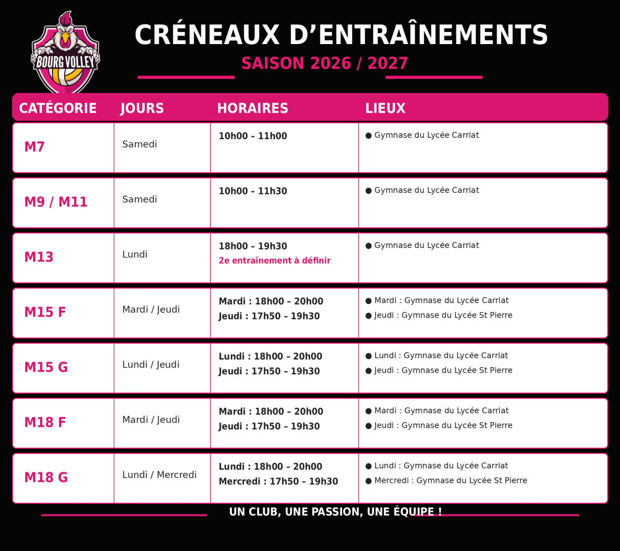 Créneau 2026/2027